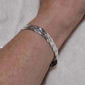 925 Sterling Silver 5 Strand Braided Herringbone Bracelet